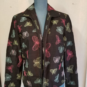Peck and Peck Silk Butterfly Blazer Jacket Sz 8